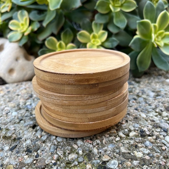 Natural Wood Round Coasters Set of 7 - Picture 7 of 10